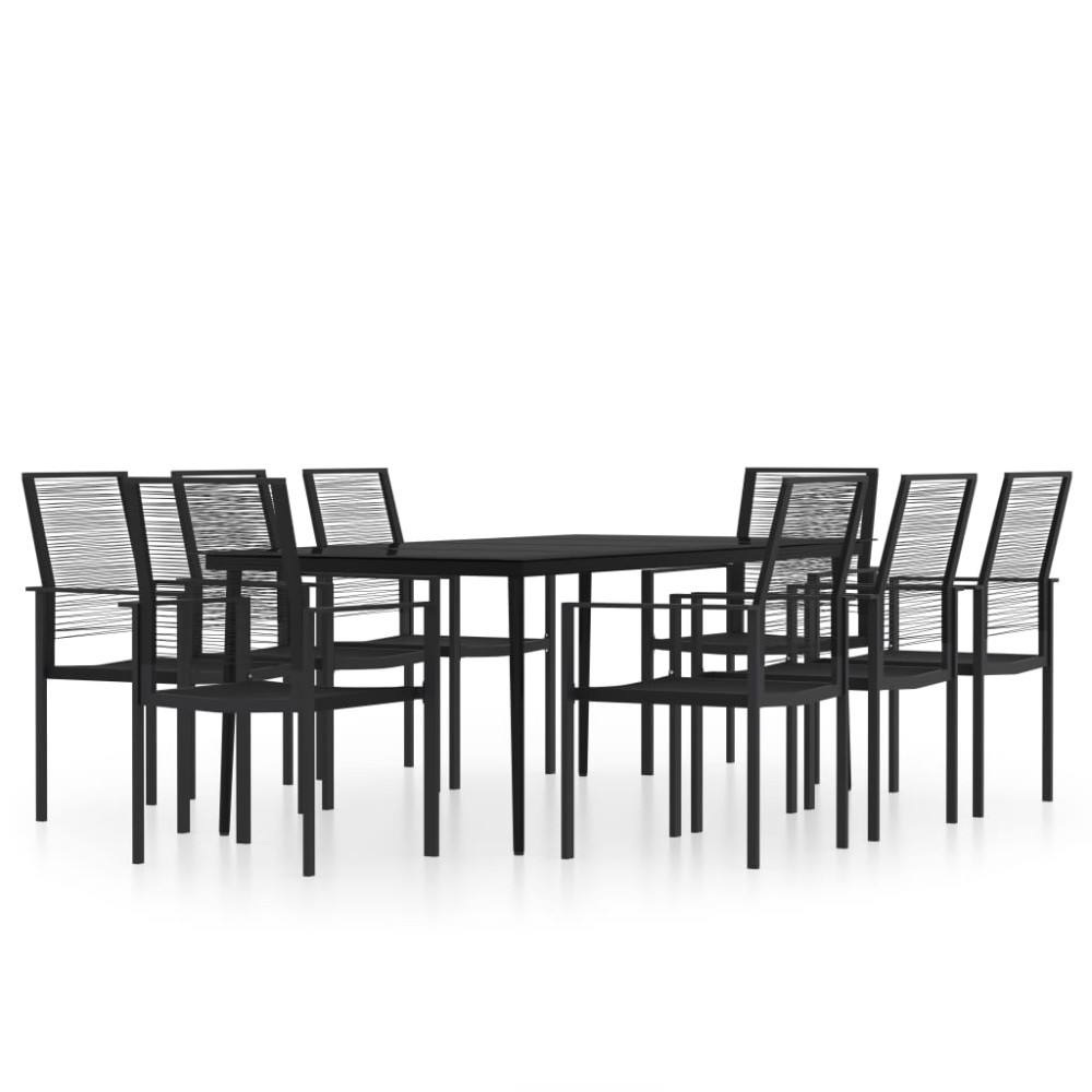 vidaXL Set mobilier de grădină, 9 piese, negru