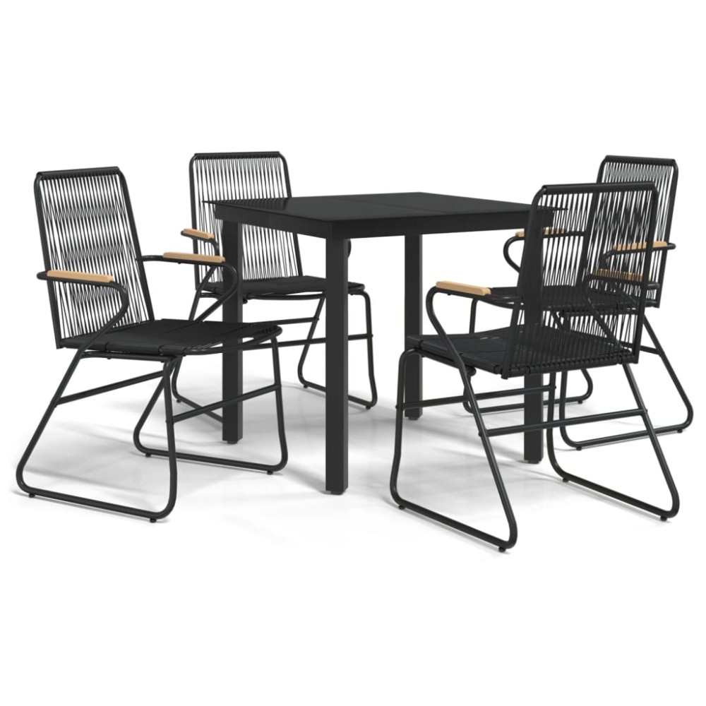 vidaXL Set mobilier de grădină, 5 piese, negru, ratan PVC