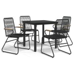 vidaXL Set mobilier de grădină, 5 piese, negru, ratan PVC
