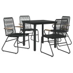 vidaXL Set mobilier de grădină, 5 piese, negru, ratan PVC