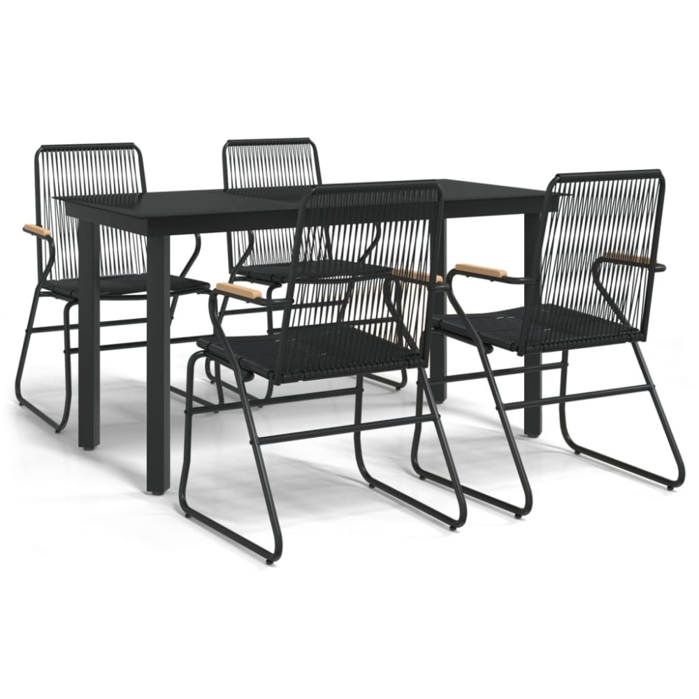 vidaXL Set mobilier de grădină, 5 piese, negru, ratan PVC