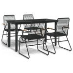 vidaXL Set mobilier de grădină, 5 piese, negru, ratan PVC