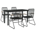 vidaXL Set mobilier de grădină, 5 piese, negru, ratan PVC