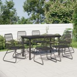 vidaXL Set mobilier de grădină, 7 piese, negru, ratan PVC