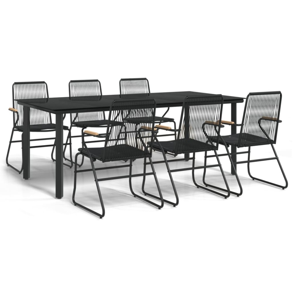 vidaXL Set mobilier de grădină, 7 piese, negru, ratan PVC