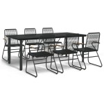 vidaXL Set mobilier de grădină, 7 piese, negru, ratan PVC