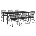 vidaXL Set mobilier de grădină, 7 piese, negru, ratan PVC