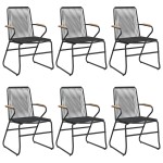 vidaXL Set mobilier de grădină, 7 piese, negru, ratan PVC