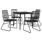 vidaXL Set mobilier de grădină, 5 piese, negru, ratan PVC