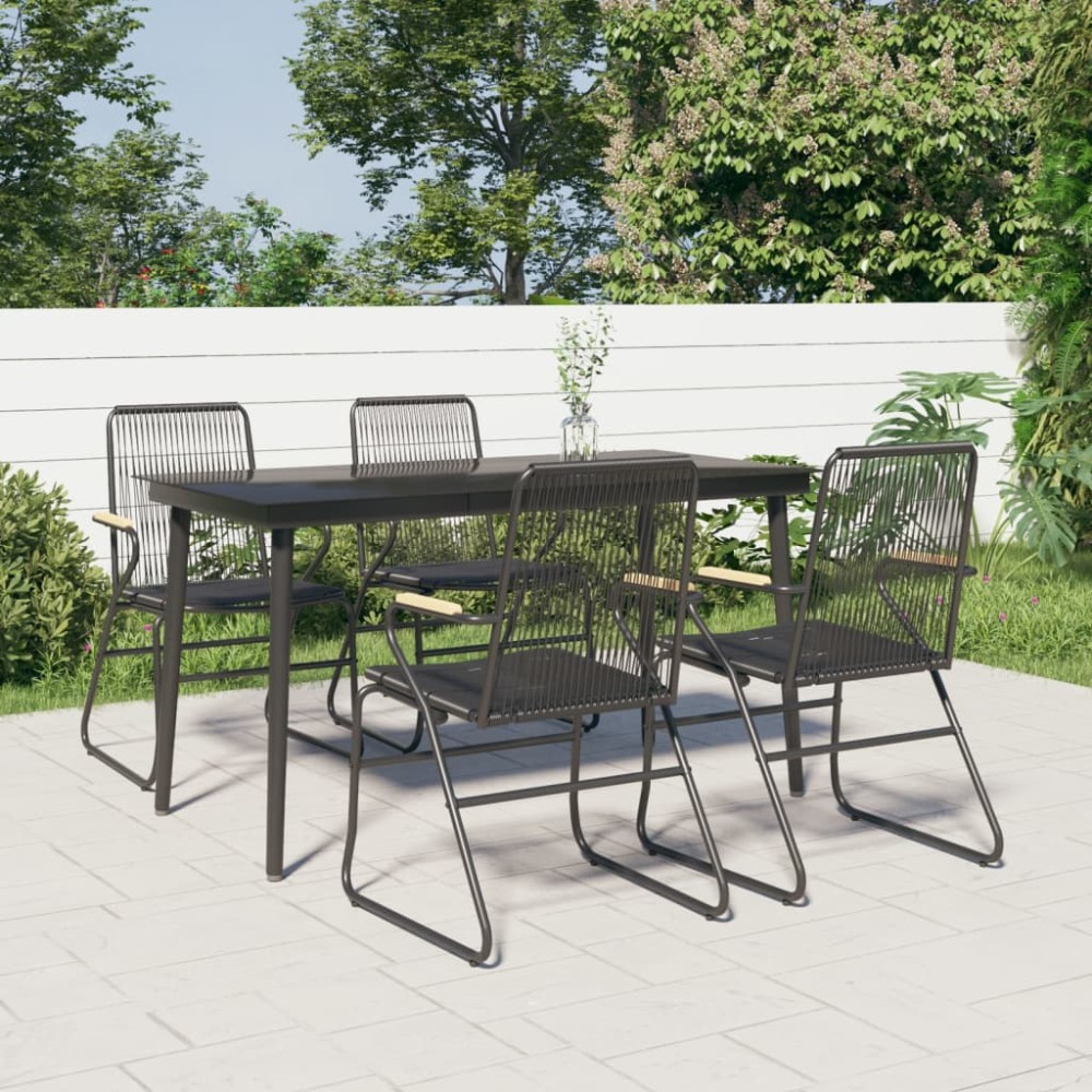 vidaXL Set mobilier de grădină, 5 piese, negru, ratan PVC