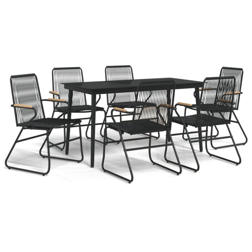 vidaXL Set mobilier de grădină, 7 piese, negru, ratan PVC