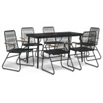 vidaXL Set mobilier de grădină, 7 piese, negru, ratan PVC