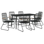 vidaXL Set mobilier de grădină, 7 piese, negru, ratan PVC
