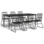 vidaXL Set mobilier de grădină, 7 piese, negru, ratan PVC