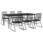 vidaXL Set mobilier de grădină, 7 piese, negru, ratan PVC