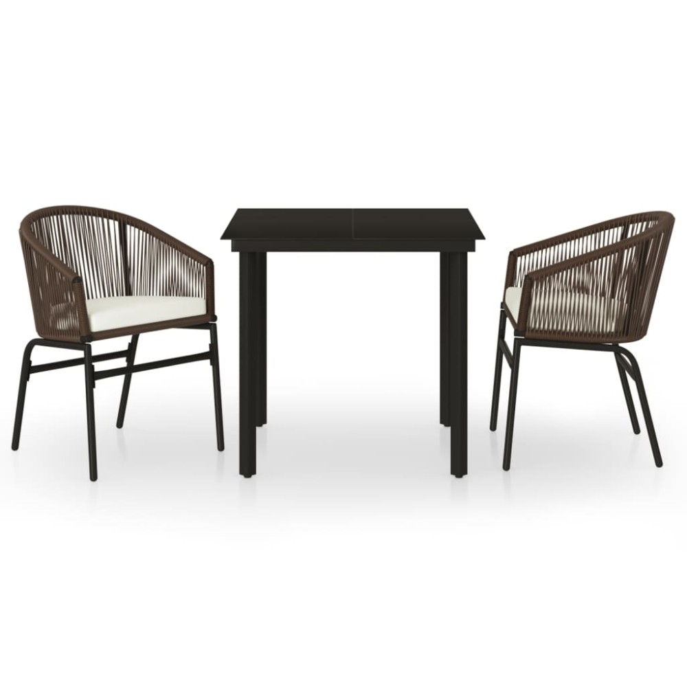 vidaXL Set mobilier de grădină, 3 piese, maro