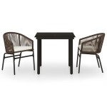 vidaXL Set mobilier de grădină, 3 piese, maro vidaXL Set mobilier de grădină, 3 piese, maro