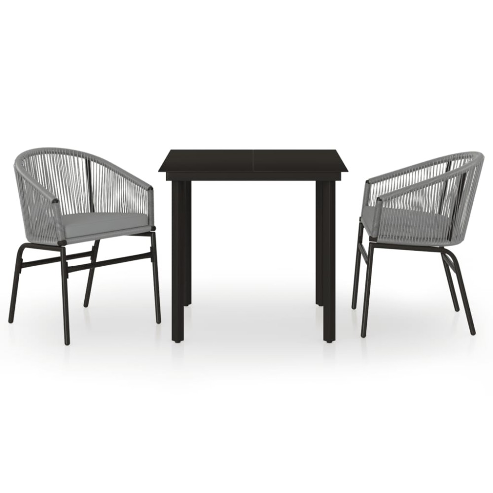 vidaXL Set mobilier de grădină, 3 piese, gri