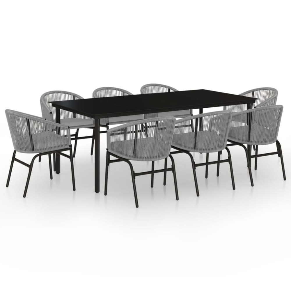 vidaXL Set mobilier de grădină, 9 piese, gri