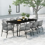 vidaXL Set mobilier de grădină, 9 piese, gri vidaXL Set mobilier de grădină, 9 piese, gri