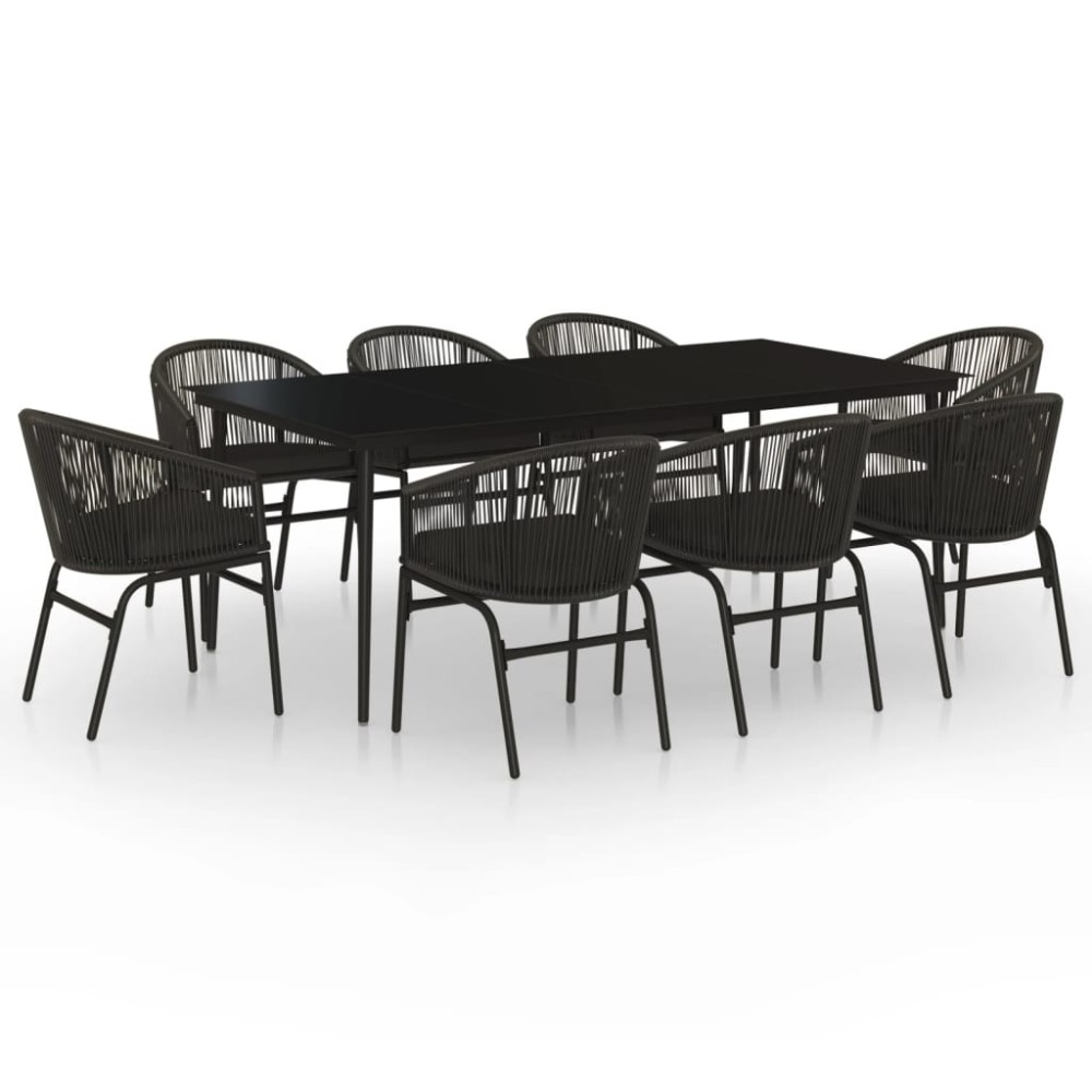 vidaXL Set mobilier de grădină, 9 piese, negru
