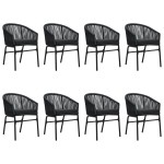 vidaXL Set mobilier de grădină, 9 piese, negru