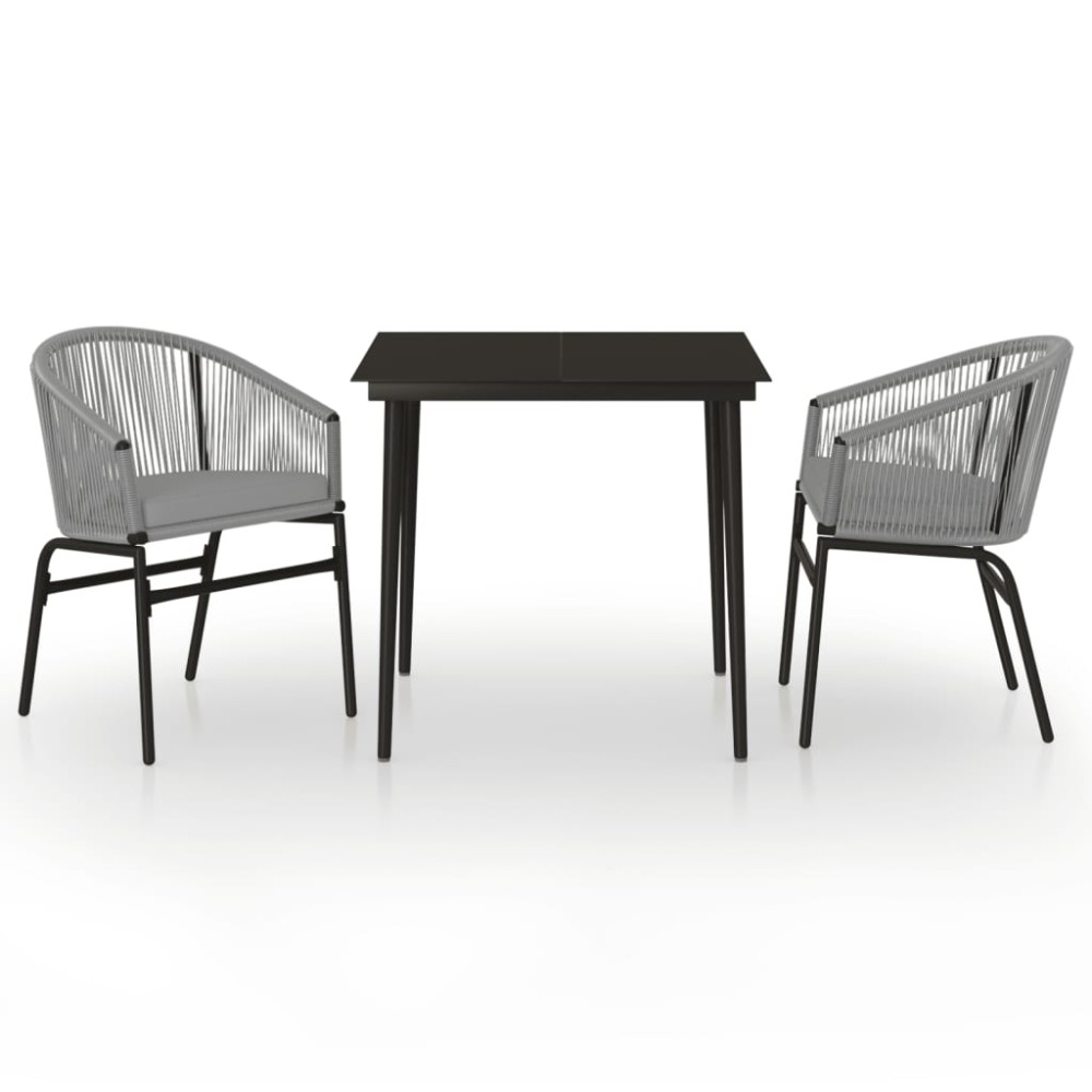 vidaXL Set mobilier de grădină, 3 piese, gri