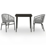 vidaXL Set mobilier de grădină, 3 piese, gri