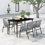 vidaXL Set mobilier de grădină, 5 piese, gri vidaXL Set mobilier de grădină, 5 piese, gri