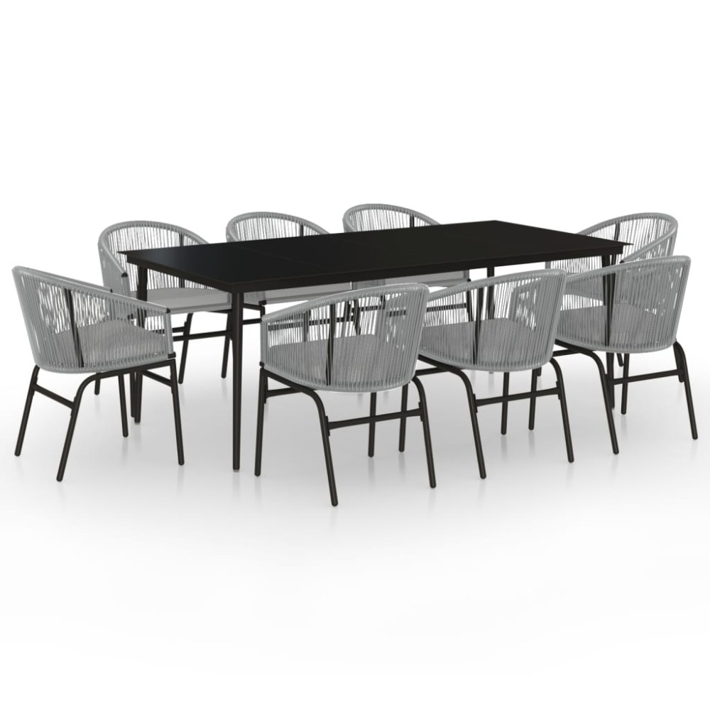 vidaXL Set mobilier de grădină, 9 piese, gri