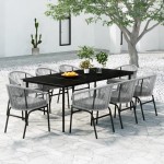 vidaXL Set mobilier de grădină, 9 piese, gri vidaXL Set mobilier de grădină, 9 piese, gri