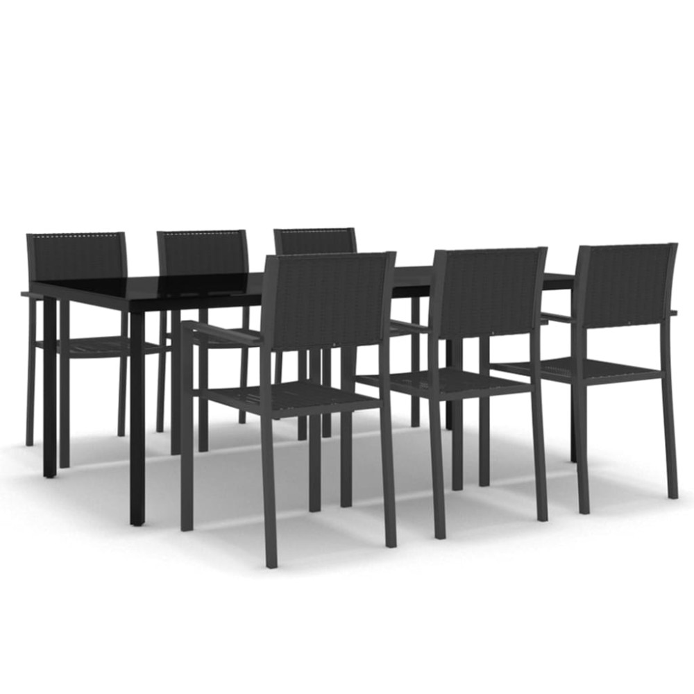 vidaXL Set mobilier de grădină, 7 piese, negru