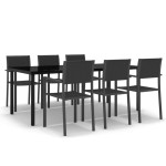 vidaXL Set mobilier de grădină, 7 piese, negru