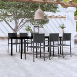 vidaXL Set mobilier de grădină, 7 piese, negru