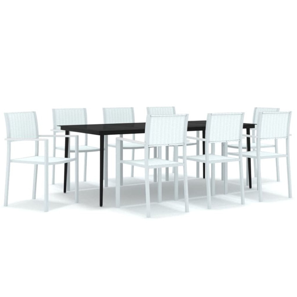 vidaXL Set mobilier pentru grădină, alb, 9 piese