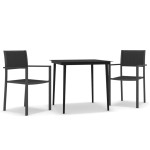 vidaXL Set mobilier de grădină, 3 piese, negru vidaXL Set mobilier de grădină, 3 piese, negru