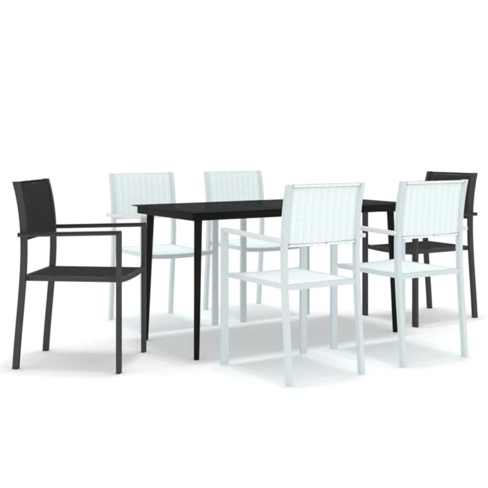 vidaXL Set mobilier pentru grădină, alb și negru, 7 piese