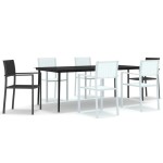 vidaXL Set mobilier pentru grădină, alb și negru, 7 piese vidaXL Set mobilier pentru grădină, alb și negru, 7 piese