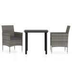 vidaXL Set mobilier de grădină, cu perne, 3 piese, gri și negru