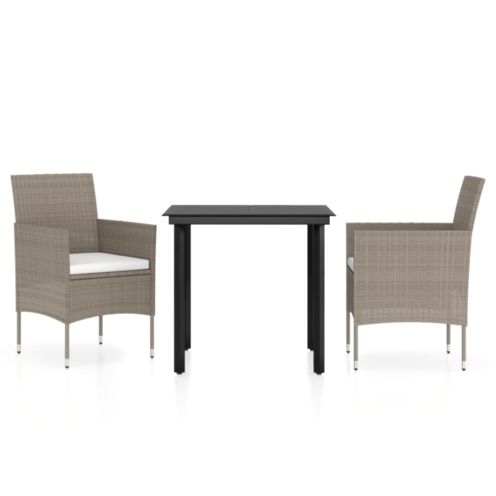 vidaXL Set mobilier de grădină, cu perne, 3 piese, bej și negru