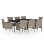 vidaXL Set mobilier de grădină cu perne,bej și negru, 9 piese vidaXL Set mobilier de grădină cu perne,bej și negru, 9 piese