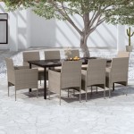 vidaXL Set mobilier de grădină cu perne,bej și negru, 9 piese vidaXL Set mobilier de grădină cu perne,bej și negru, 9 piese
