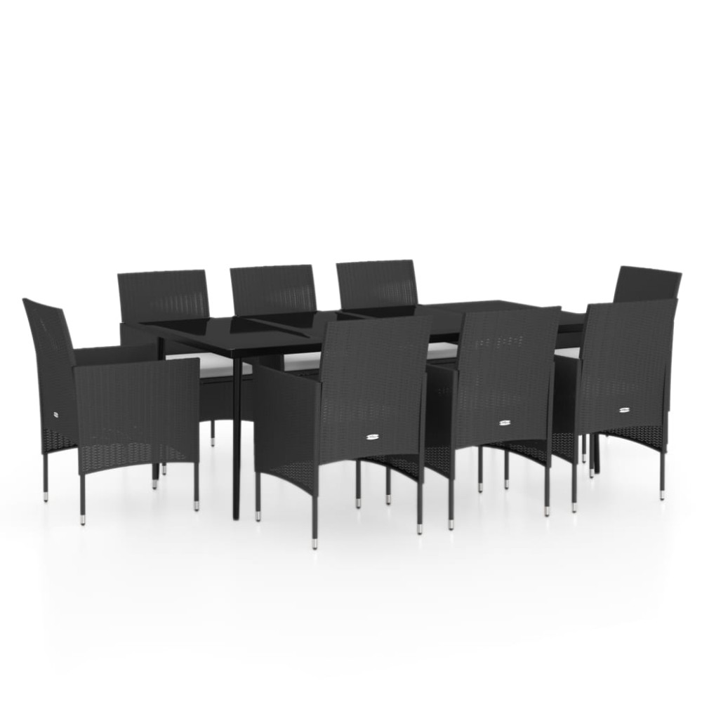 vidaXL Set mobilier de grădină cu perne, 9 piese, negru