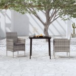 vidaXL Set mobilier de grădină, cu perne, 3 piese, gri și negru