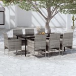 vidaXL Set mobilier de grădină cu perne, 9 piese, gri și negru vidaXL Set mobilier de grădină cu perne, 9 piese, gri și negru