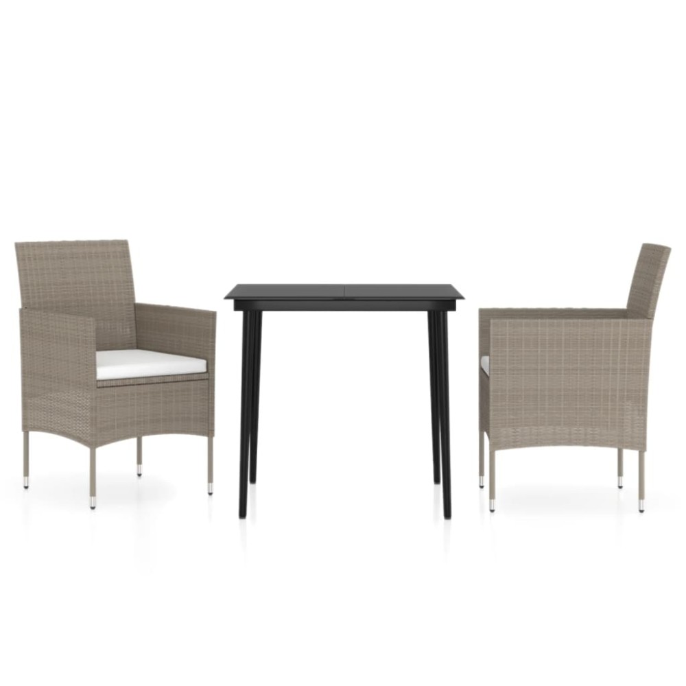 vidaXL Set mobilier de grădină, cu perne, 3 piese, bej și negru