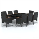 vidaXL Set mobilier de grădină cu perne, 9 piese, negru