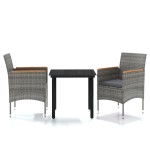 vidaXL Set mobilier de grădină, cu perne, 3 piese, gri și negru