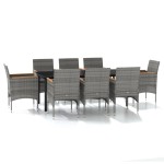 vidaXL Set mobilier de grădină cu perne, 9 piese, gri și negru vidaXL Set mobilier de grădină cu perne, 9 piese, gri și negru