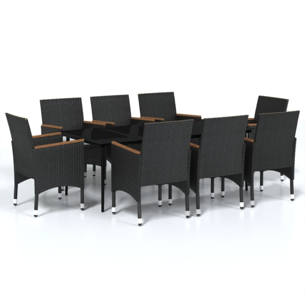 vidaXL Set mobilier de grădină cu perne, 9 piese, negru